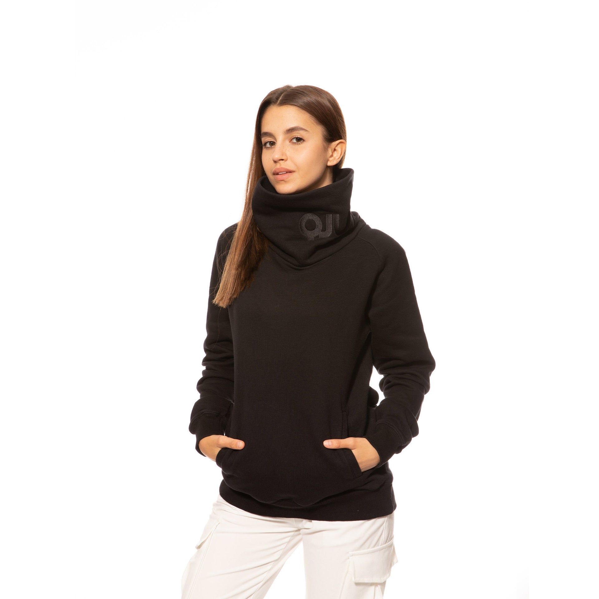 Black QJUTSU Rollkragen-Sweatshirt